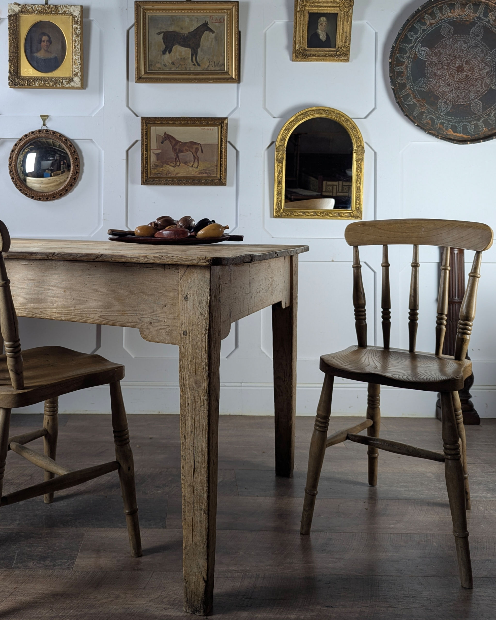 Victorian Rustic Pine Farmhouse Table - Seats Six