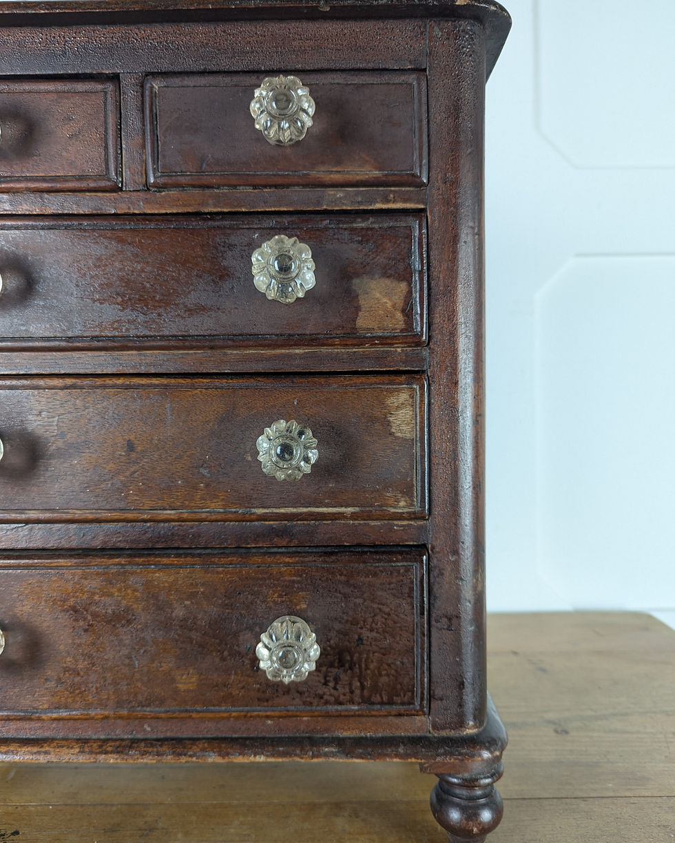 Thumbnail: Victorian Miniature Apprentice Chest Of Drawers On Turned Feet