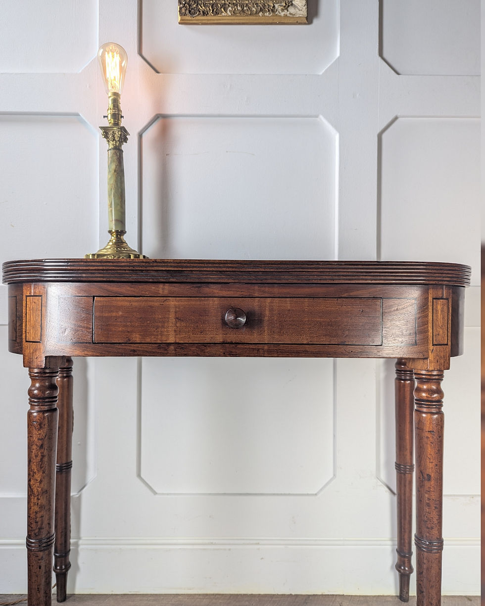 Thumbnail: Regency Walnut D-Form Card Table