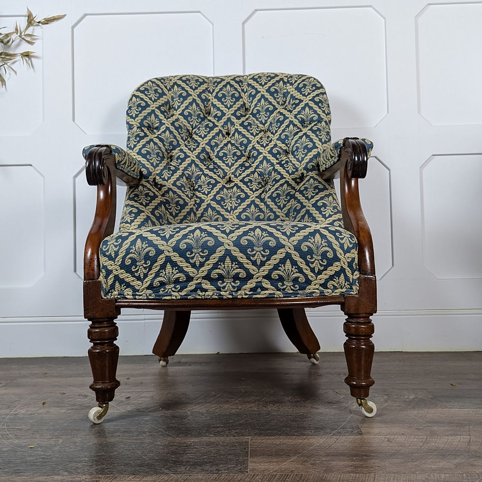 Thumbnail: Victorian Mahogany Button Back Chair On Turned Legs