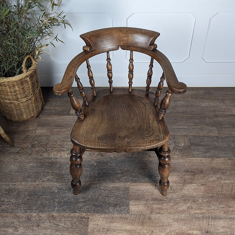 Thumbnail: Late 19th Early 20th Elm Smokers Bow Windsor Chair