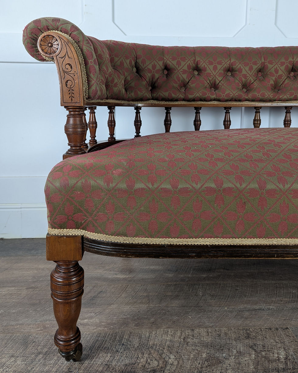 Thumbnail: Victorian Oak Framed Aesthetic Period Two-Seater Settee