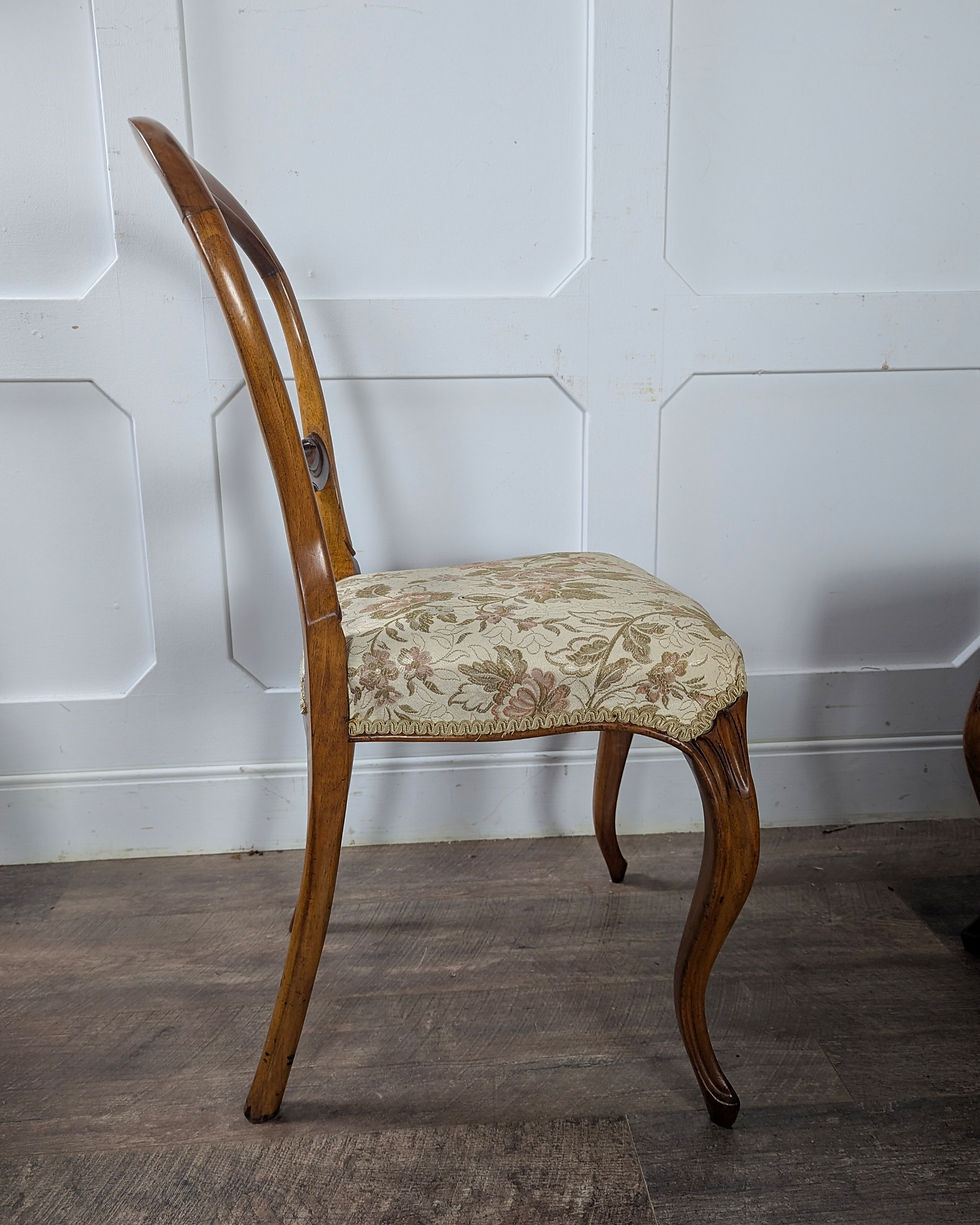 Thumbnail: Set Of Six Victorian Walnut Carved Balloon-Back Chairs