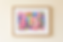 Abstract watercolor painting with colorful geometric shapes in pink, orange, yellow, green, blue, and purple, mosaic