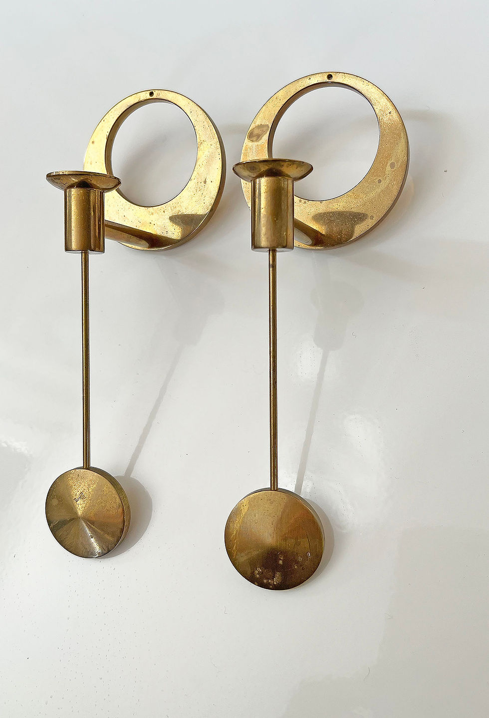 Miniatyrbild: Wall Hanged Candlesticks in Brass by Arthur Pe, Kolbäck in Sweden