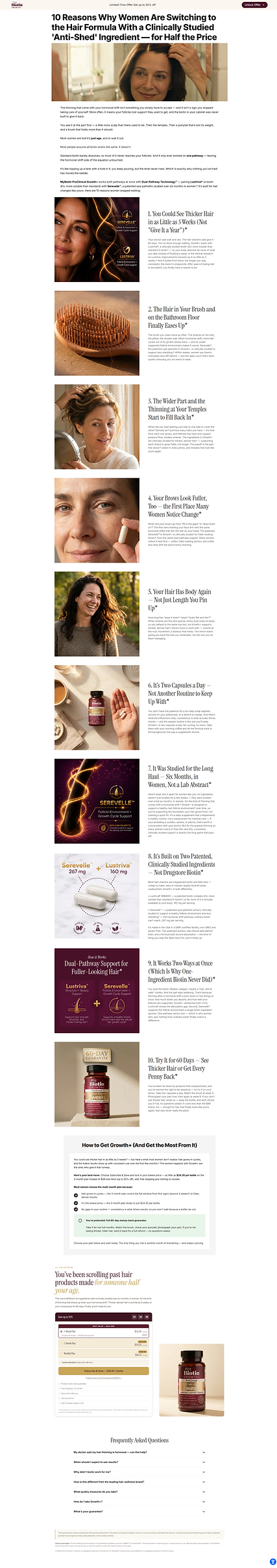 Listicle test landing page — second variant, full desktop view