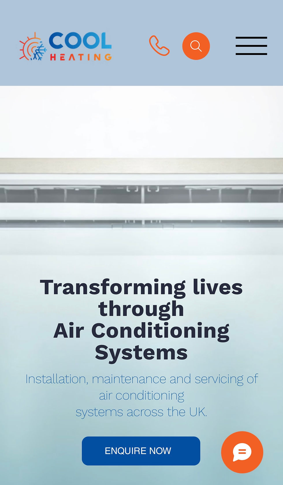 Mobile version of Cool Heating website built by Merx Marketing.