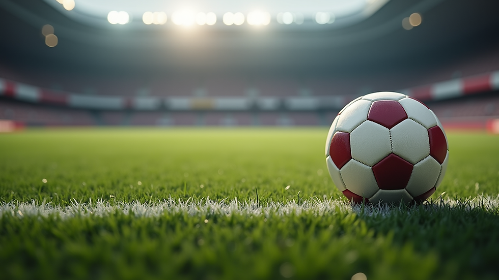 Vista a nivel de mesa con varios artículos de fútbol para tasar