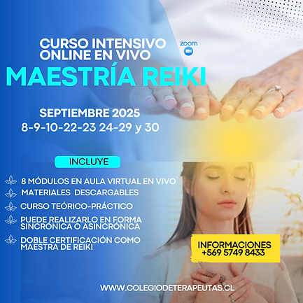 Maestría Reiki www.colegiodeterapeutas.cl