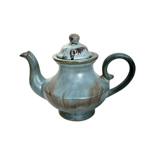 A glazed 'Blue Mountain' teapot to be potted with succulents