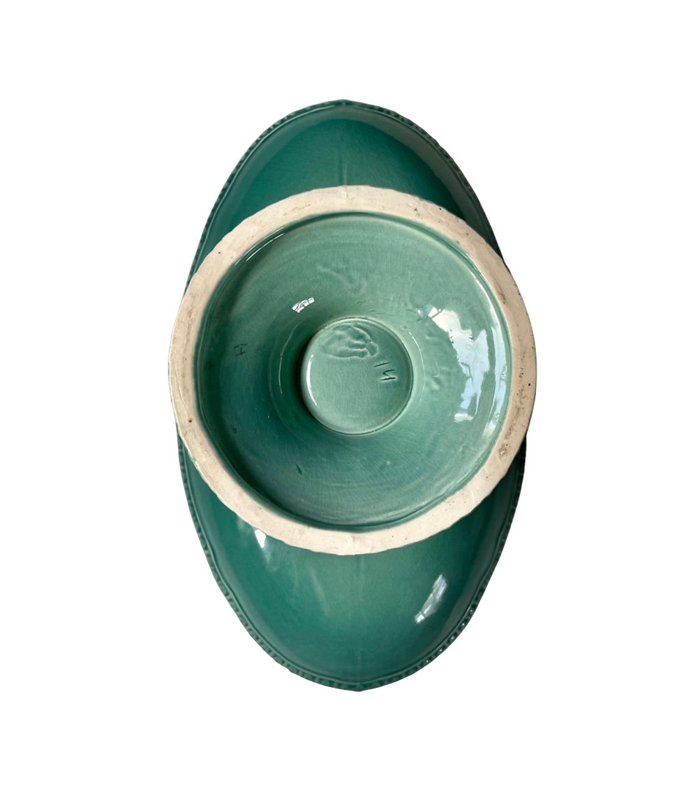 Thumbnail: An elegant vintage teal pedestal vase