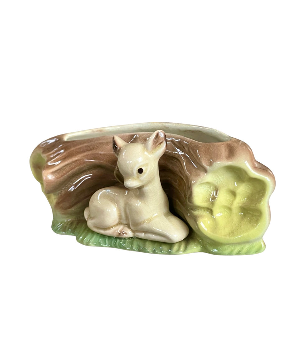 Thumbnail: A beautiful vintage Hornsea deer vase with a variety of colourful succulents