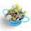 Thumbnail: A beautiful blue small colander filled with a variety of succulents 