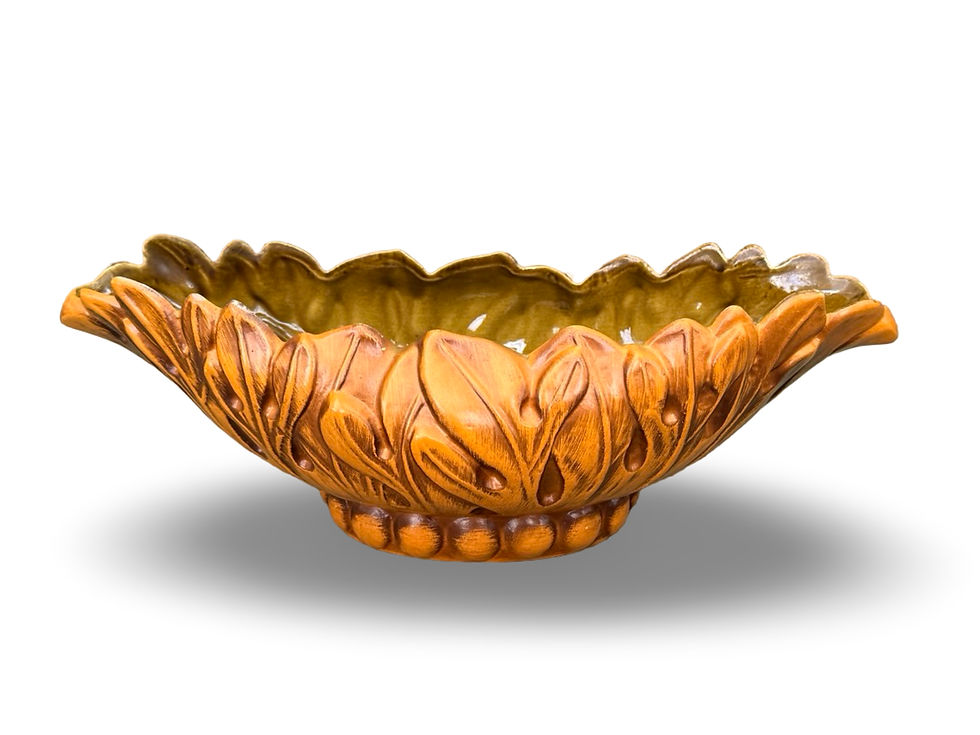 Thumbnail: A lovely large antique Royal Haeger leaf design centerpiece vase 