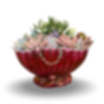 Thumbnail: A delicious deep red lustre vintage Titian mantle vase filled with succulents