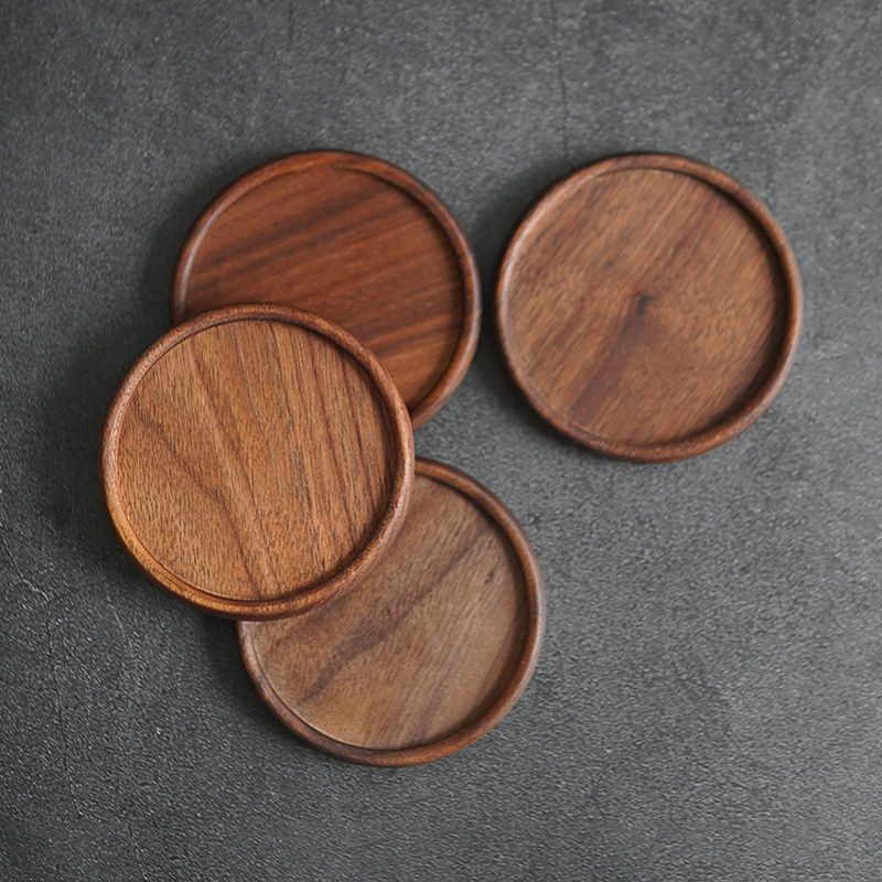 Thumbnail: TIME OWNER Tea Coffee Cup Pad Placemats Decor Walnut Beech Wood Coasters Durable
