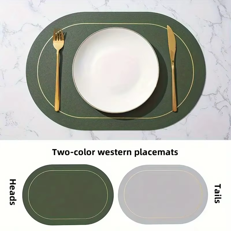 Thumbnail: Table Leather Placemats Heat Resistant Placemats Washable Table Mats Wipeable Pl