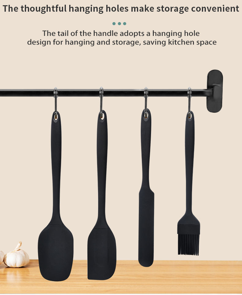 Thumbnail: Silicone kitchenware 6-piece set, cream  scraper, spatula, oil brush, size scrap
