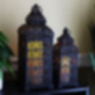 black metal patterned outdoor lantern