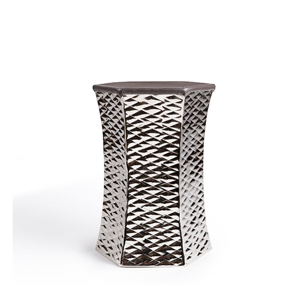 Diamond Pattern Hexagon Aluminum Stool #TC15216