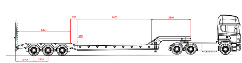 Visão Lateral - Prancha 4 eixos Rebaixada - Troppa Carretas