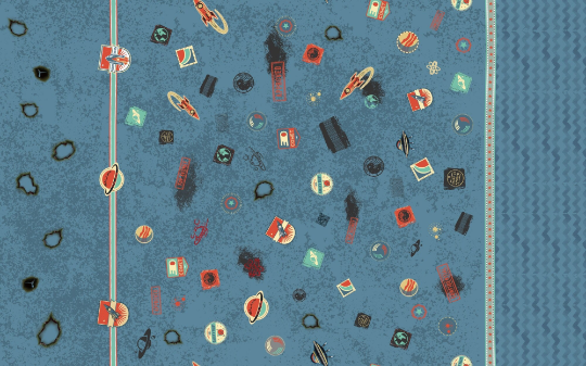 Galaxy Patches by Bienvenido Colorido, Softshell, Raketen, Planeten, jeansblau