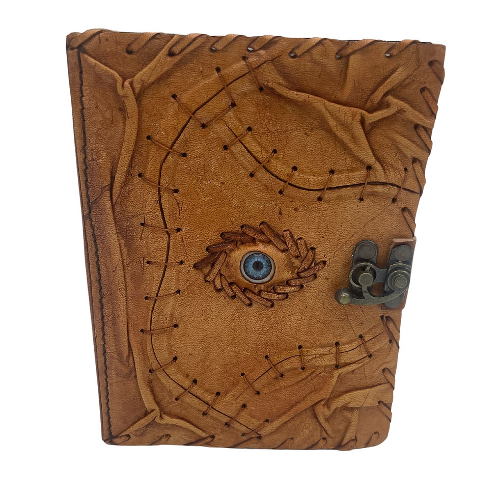 Thumbnail: Schutzblick – Lederjournal mit Evil Eye – Hellbraun