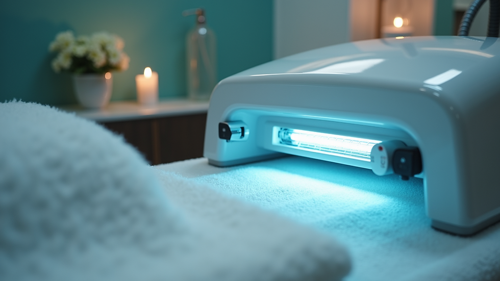 Eye-level view of laser hair removal machine in a spa treatment room