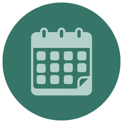 Icône d’un calendrier représentant l’importance de la planification et de la régularité des publications sur les réseaux sociaux.