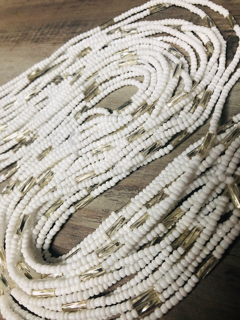Thumbnail: White Waistbeads with Silver Accents