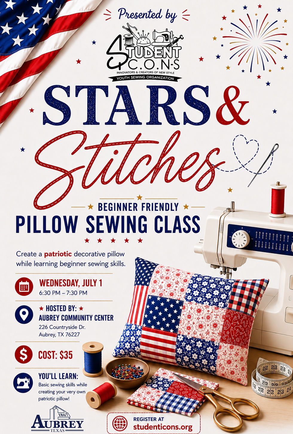 Stars and Stitches Beginner Sewing Class