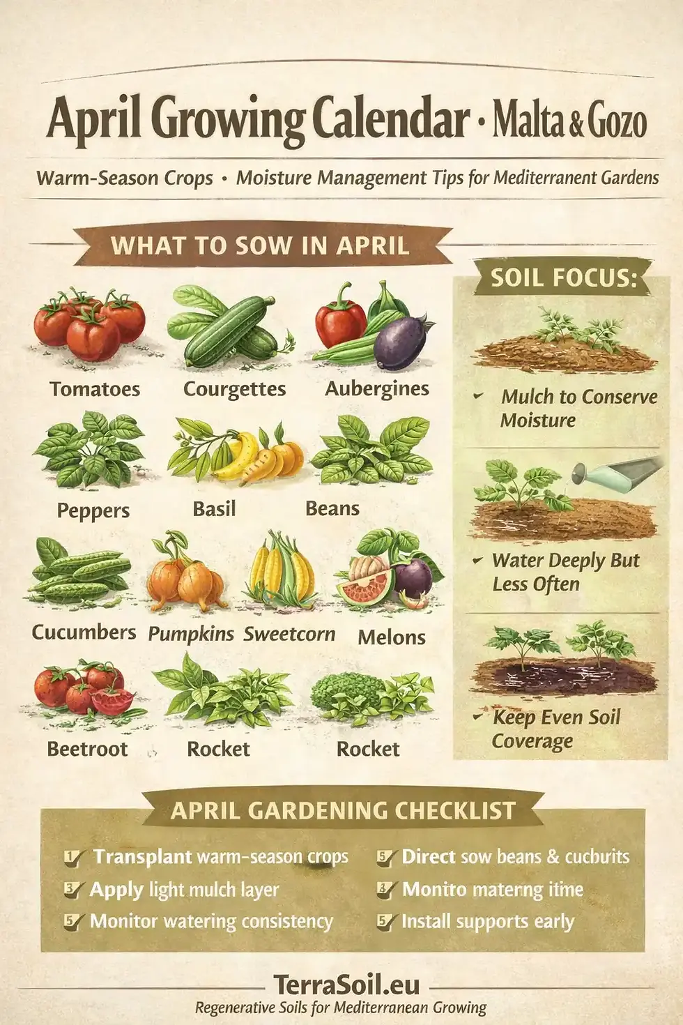 April Growing Calendar for Malta & Gozo (Rapid Spring Growth Guide)