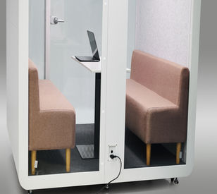 Black office pod 4 person luxury executive meeting booth