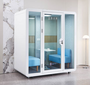 Customizable interior fabric colors for the 2 person large that fits 4 to match any office aesthetic.