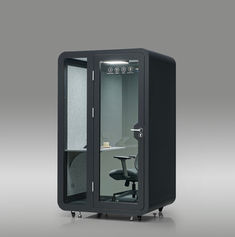 45-degree angle of the SoloPod Pro office pod in black.