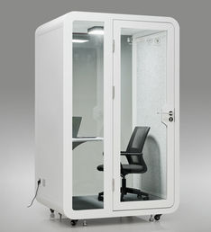 45-degree angle of the white SoloPod Pro office privacy pod.