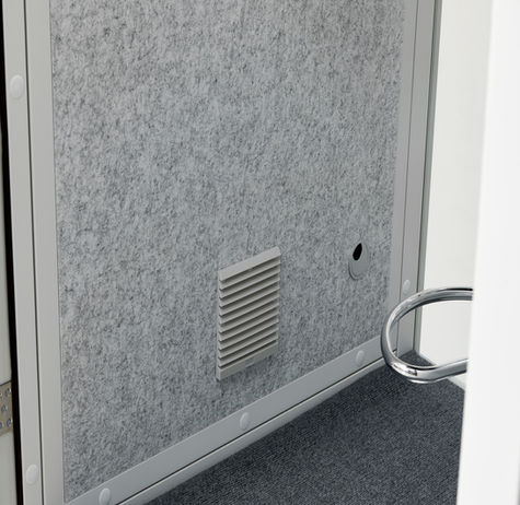 Detail of the magnetic door seal for professional soundproofing.