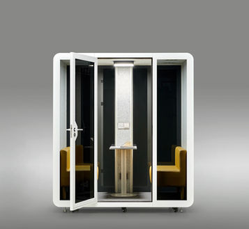 Optimized internal layout featuring sound-absorbing materials and ergonomic meeting space.