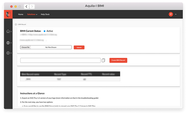 Aquila I BIMI, BIMI Implement, Set up BIMI, BIMI Record