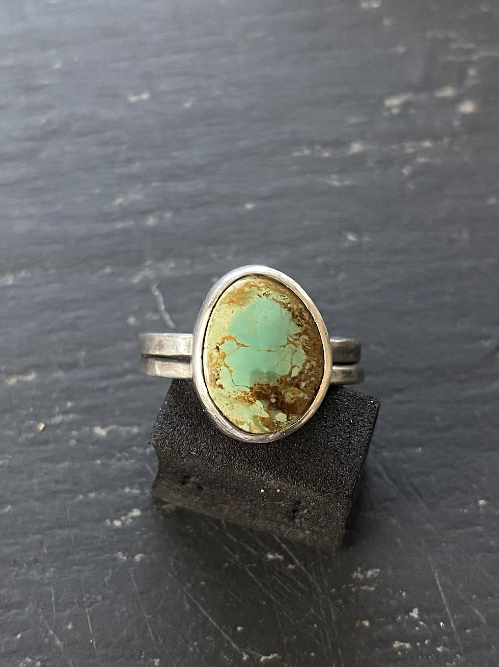 Silver + American mined turquoise #159