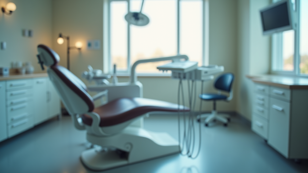 Eye-level view of a dental chair in a calm and soothing environment