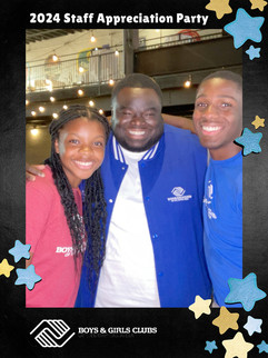 Three smiling youth group members pose together BGCCA in a group photo.