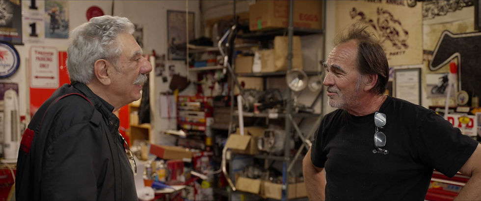 Two men having a conversation captured in a narrative video