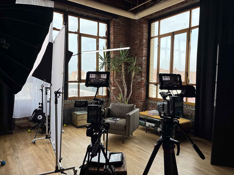 Set up for testimonial video production NYC with johnnypuetz