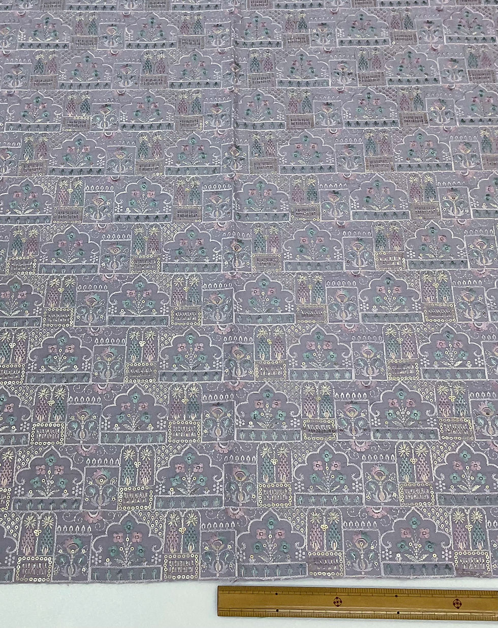 サムネイル： 【サリー刺繍生地B01-1】パープル