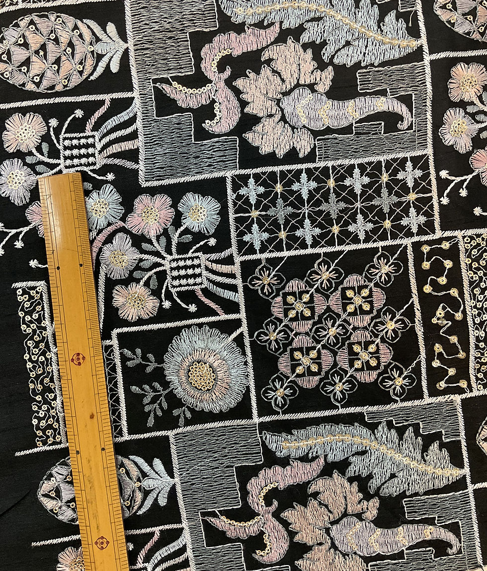 サムネイル： 【サリー刺繍生地C01】ブラック