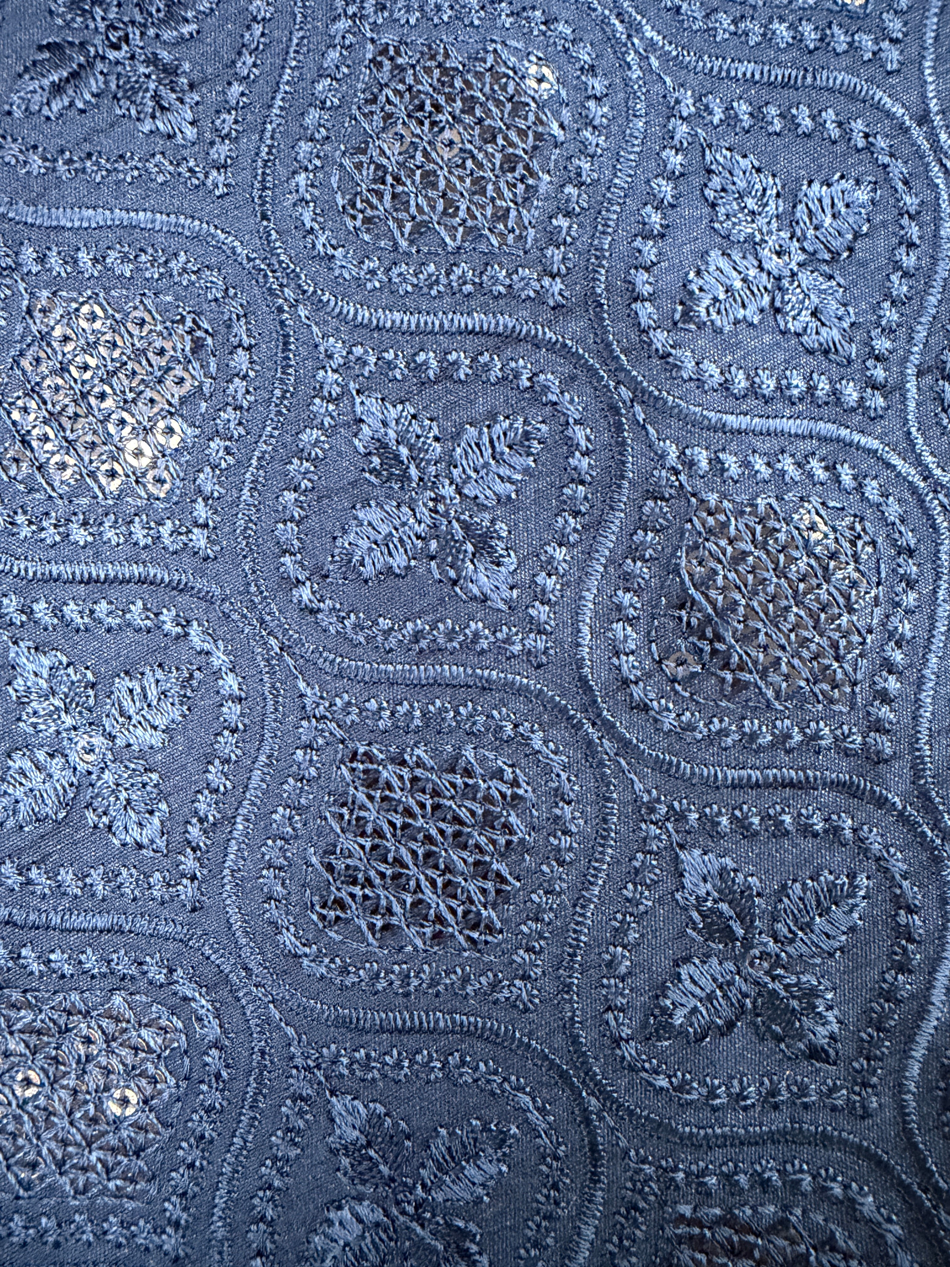 【サリー刺繍生地A02-2】ネイビー