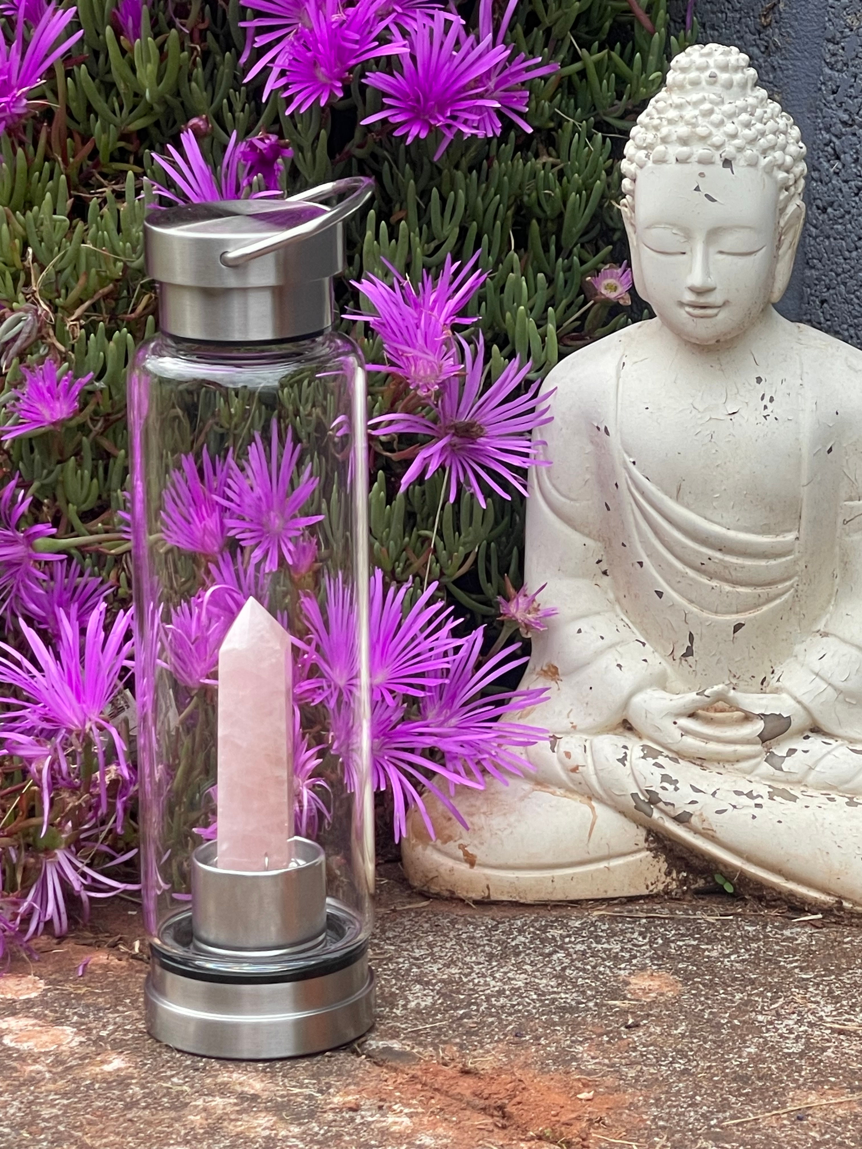 Rose Quartz Crystal Water Bottle