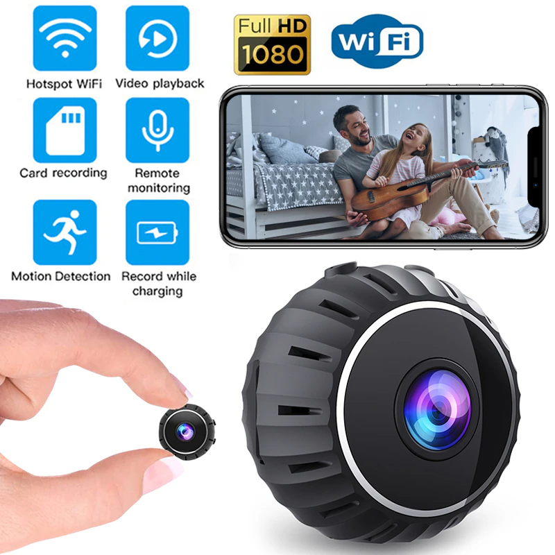 Small wireless nanny cam with WiFi and 1080P HD recording.