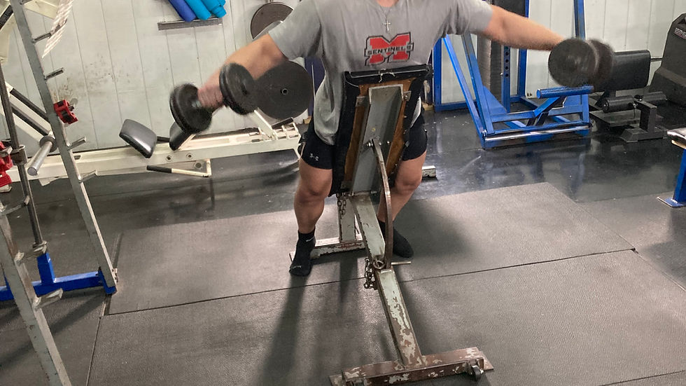Lofton Fit Natural Classic Physique Bodybuilding Client Peyton Performing Chest Supported Lateral Raises